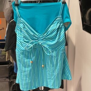 Striped Blue and Teal Bathing Suit